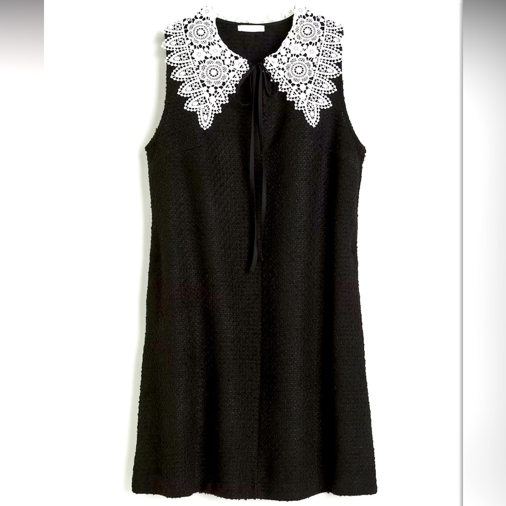 NEW Boucle Dress w/ Lace & Tie Collar - Picture 2 of 8